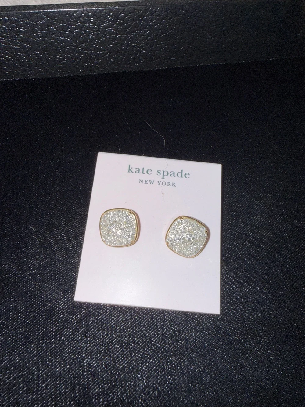 NWT! KATE SPADE Clay Pave Small Square Studs, pierced earrings